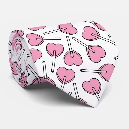 Pink Lollipops, Herz Lollipops, Lollipop-Muster Krawatte (Gerollt)