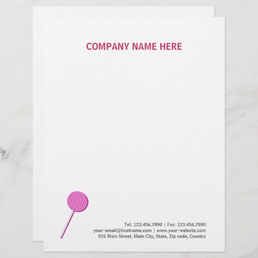 Pink Lollypop Briefbogen (Vorne/Hinten)