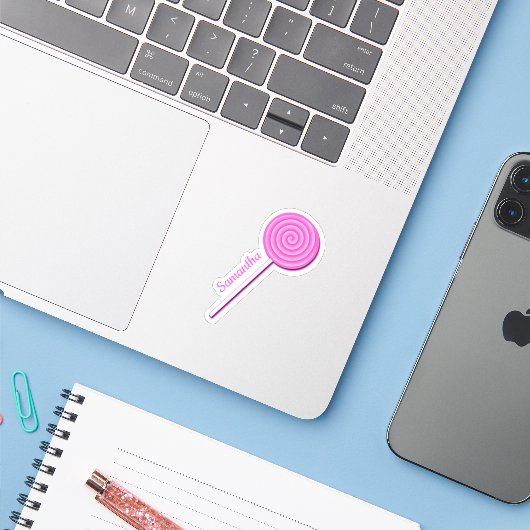 Pink Lollypop Sticker (Laptop mit iPhone)