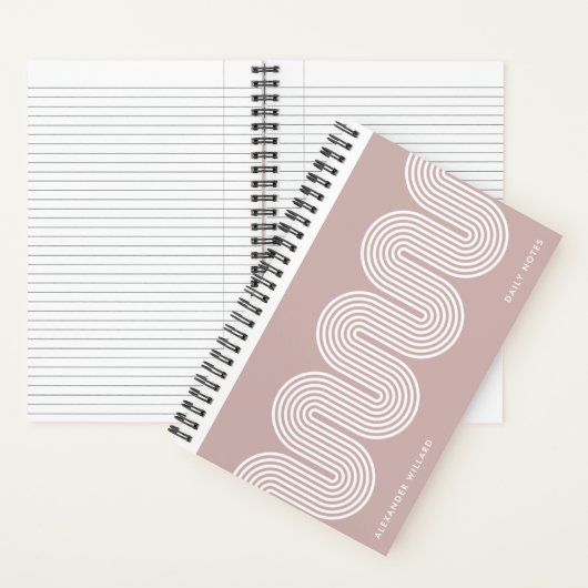 Pink Lombard Wavy Lines Modern Custom Notebook Notizblock (Innen)