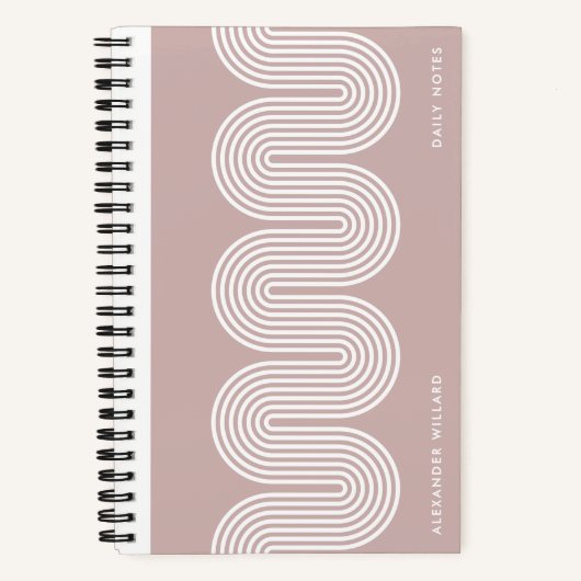 Pink Lombard Wavy Lines Modern Custom Notebook Notizblock (Vorderseite)