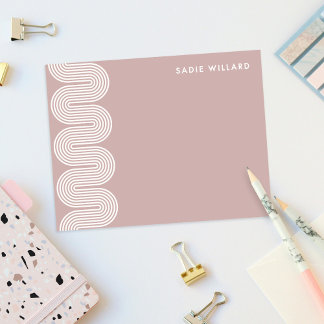Pink Lombard Wavy Lines Modern Stationery Card Mitteilungskarte