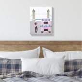 Pink London Bus mit Tower Bridge Artwork Leinwanddruck (Insitu (Schlafzimmer))