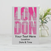 Pink London Einladung (Stehend Vorderseite)