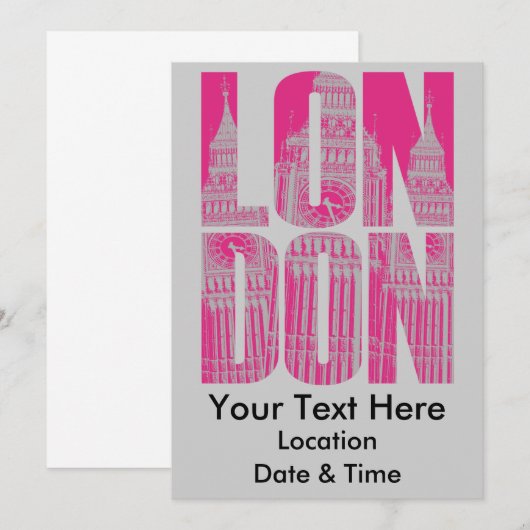 Pink London Einladung (Vorne/Hinten)