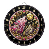 Pink Lone Wolf Howls Beneath Starry Sky Dartscheibe (vorne)