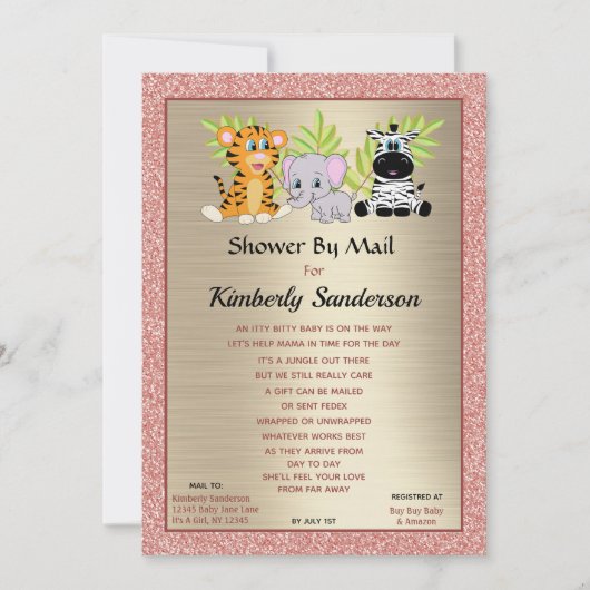 Pink Long Distance Dusche von Mail Baby Girl Einladung (Vorderseite)