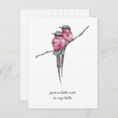 Pink Long Tails Hummingbirds Denken Sie an Sie Postkarte (Vorne/Hinten)