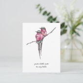 Pink Long Tails Hummingbirds Denken Sie an Sie Postkarte (Stehend Vorderseite)