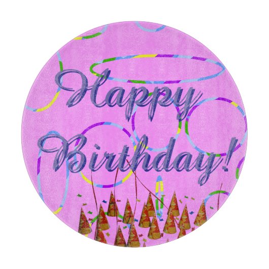 Pink Loops Feierliches Glück Geburtstag Schneidebrett (Vorderseite)