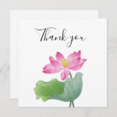 Pink lotus Aquarell Dankeschön Karte (Vorne/Hinten)