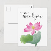 Pink lotus Aquarell Vielen Dank Postkarte (Vorne/Hinten)
