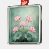 Pink Lotus Artwork  Ornament Aus Metall (Links)
