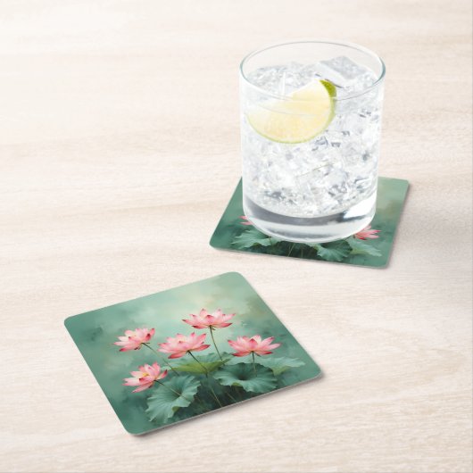 Pink Lotus Artwork  Rechteckiger Pappuntersetzer (Vor Ort)