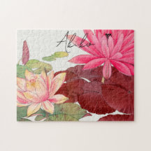 Pink Lotus Blume Japanisch Vintage Kunstbezeichnun