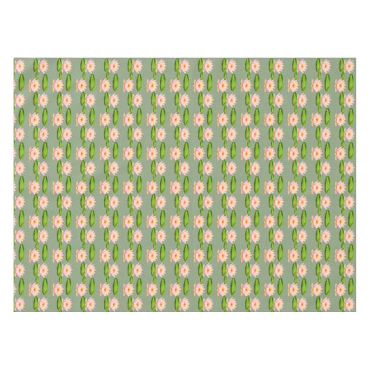 Pink Lotus Blume & Lily Pads auf Laurel Green Tischdecke (Vorderseite (Horizontal))