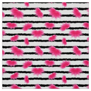 Pink Lotus Blume Muster mit schwarzen Streifen Stoff