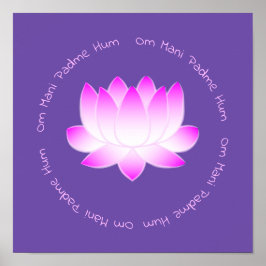Pink Lotus Blume Om Mani Padme Hum Print Poster