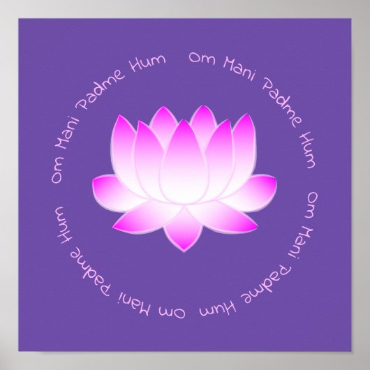 Pink Lotus Blume Om Mani Padme Hum Print Poster (Vorne)
