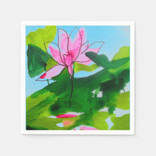 Pink lotus Blume Reflexion Art Serviette