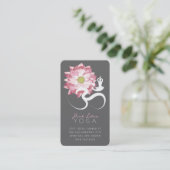 Pink Lotus Blume Spiritueller Yoglehrer Om Symbol Visitenkarte (Stehend Vorderseite)