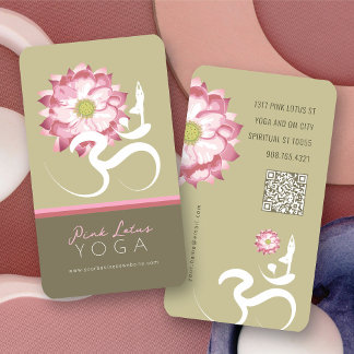 Pink Lotus Blume Spiritueller Yoglehrer Om Symbol Visitenkarte