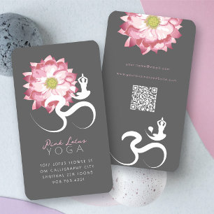 Pink Lotus Blume Spiritueller Yoglehrer Om Symbol Visitenkarte