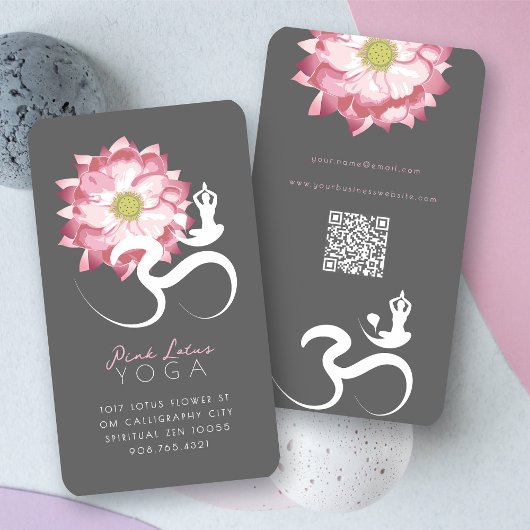 Pink Lotus Blume Spiritueller Yoglehrer Om Symbol Visitenkarte
