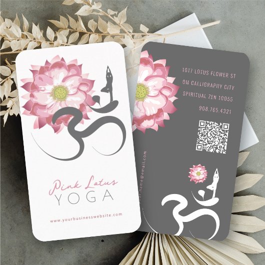 Pink Lotus Blume Spiritueller Yoglehrer Om Symbol Visitenkarte