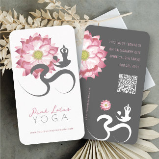 Pink Lotus Blume Spiritueller Yoglehrer Om Symbol Visitenkarte