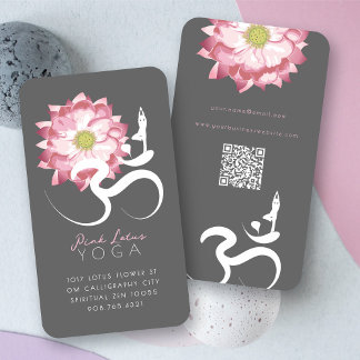 Pink Lotus Blume Spiritueller Yoglehrer Om Symbol Visitenkarte
