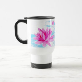 Pink Lotus Blume Wasserfarbene Malerei Liebhaber Reisebecher