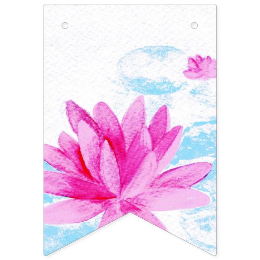 Pink Lotus Blume Wasserfarbene Malerei Liebhaber Wimpelkette (Zweite Fahne)