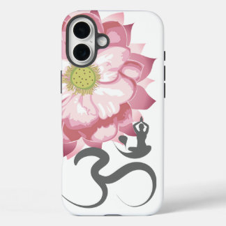 Pink Lotus Blume Yoga & Zen Calligraphy Om Om iPhone 16 Plus Hülle