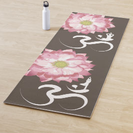 Pink Lotus Blume Yoga & Zen Calligraphy Om Om Yogamatte