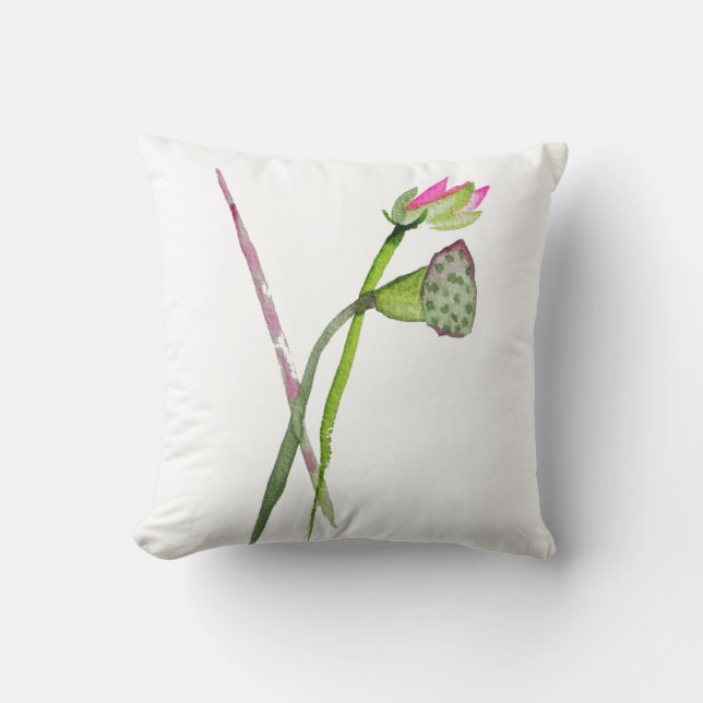Pink Lotus Blume Zen Buddhistische Kunst Kissen (Vorderseite)