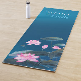 Pink Lotus Floral Mindfulful Zitat Dunkelblau Yogamatte
