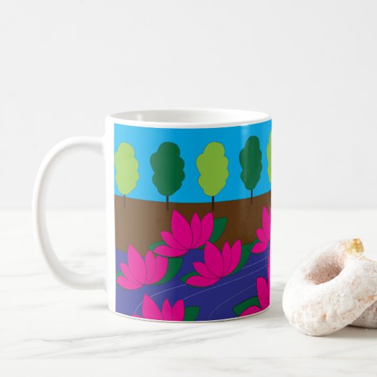 Pink Lotus Flower Garden Kaffeetasse (Mit Donut)