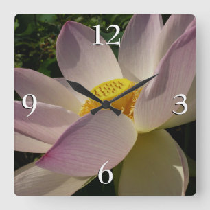 Pink Lotus Flower III Summer Floral Quadratische Wanduhr