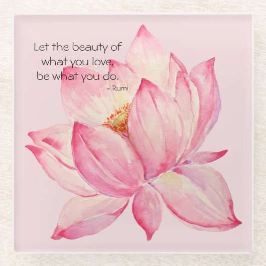 Pink Lotus Flower Rumi Beauty Quote Glasuntersetzer (Vorderseite)