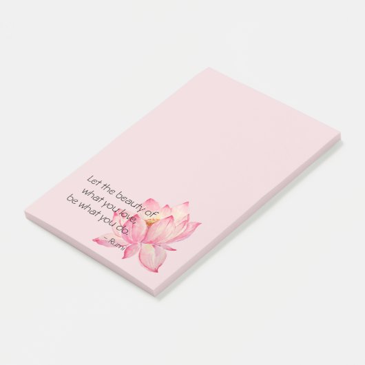 Pink Lotus Flower Rumi Beauty Quote Post-it Klebezettel (angewinkelt)