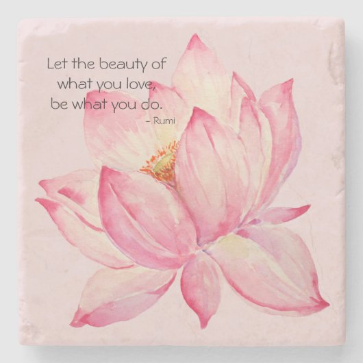 Pink Lotus Flower Rumi Beauty Quote Steinuntersetzer (Vorderseite)