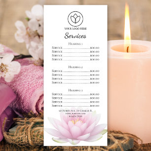 Pink Lotus Flower Spa-Salon-Service-Menü Werbekarte