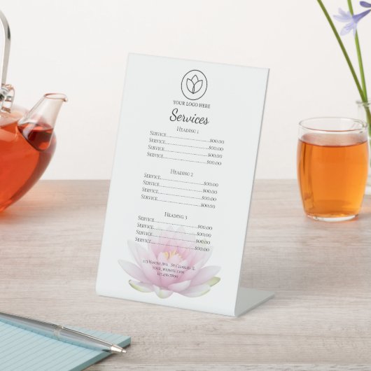Pink Lotus Flower Spa Salon Services Menu Sockelschild (In SItu)