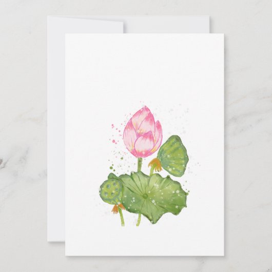 Pink Lotus Flower Watercolor – Botanical Zen Dankeskarte (Vorderseite)