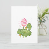 Pink Lotus Flower Watercolor – Botanical Zen Dankeskarte (Stehend Vorderseite)