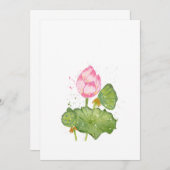 Pink Lotus Flower Watercolor – Botanical Zen Dankeskarte (Vorne/Hinten)