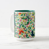 Pink Lotus Garden Chinoiserie Botanischer Garten Zweifarbige Tasse (Vorderseite Links)
