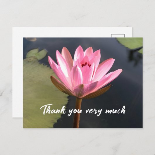 Pink lotus in den Teich danke Ihnen Karte (Vorne/Hinten)