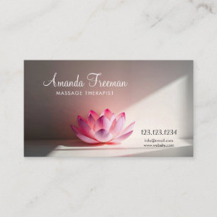 Pink Lotus in Soft Light Massage Therapeut Visitenkarte
